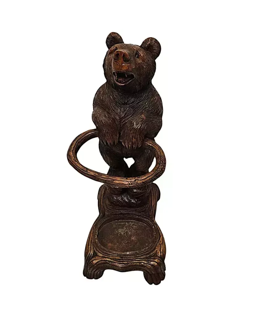 A Very Rare 19th Century Original Black Forest Bear Stick Or Umbrella Stand photo furniture