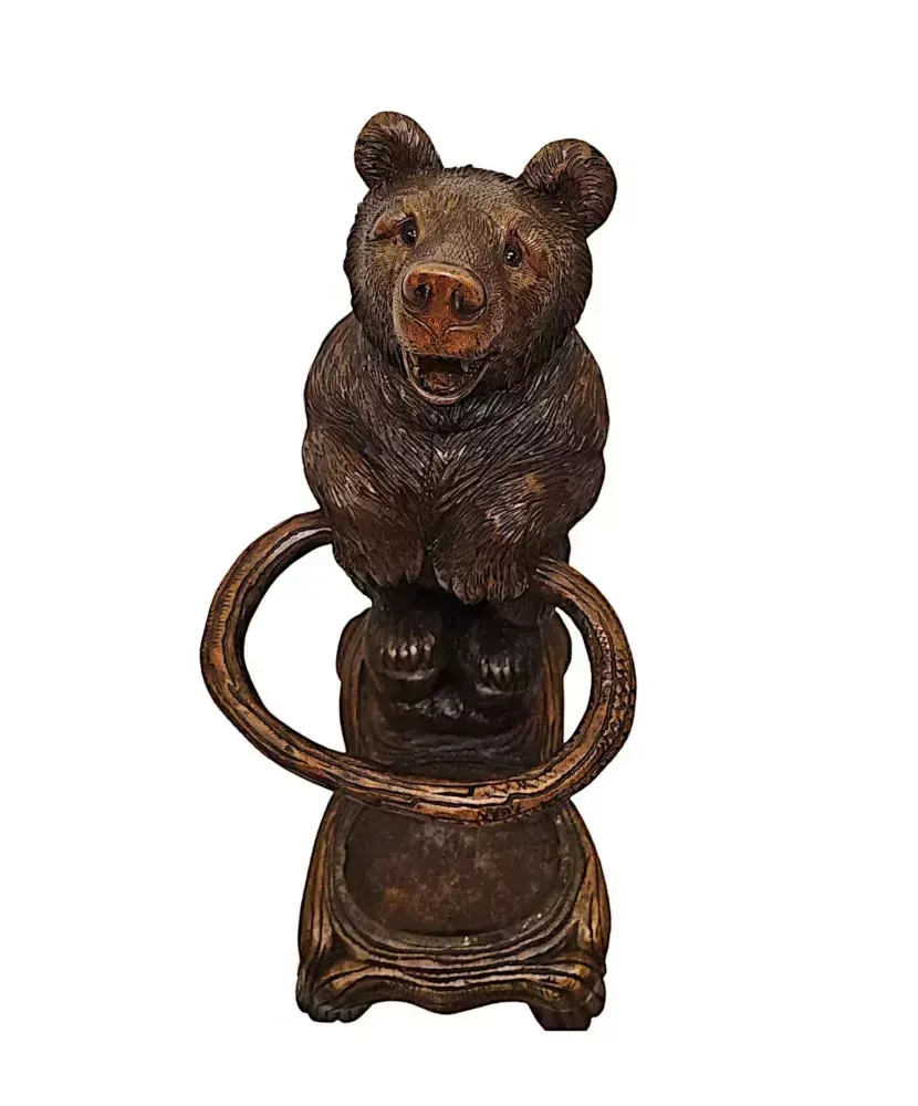 A Very Rare 19th Century Original Black Forest Bear Stick Or Umbrella Stand photo Home Decor