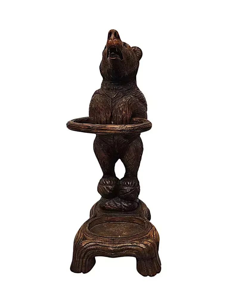 A Very Rare 19th Century Original Black Forest Bear Stick Or Umbrella Stand photo 5800.058