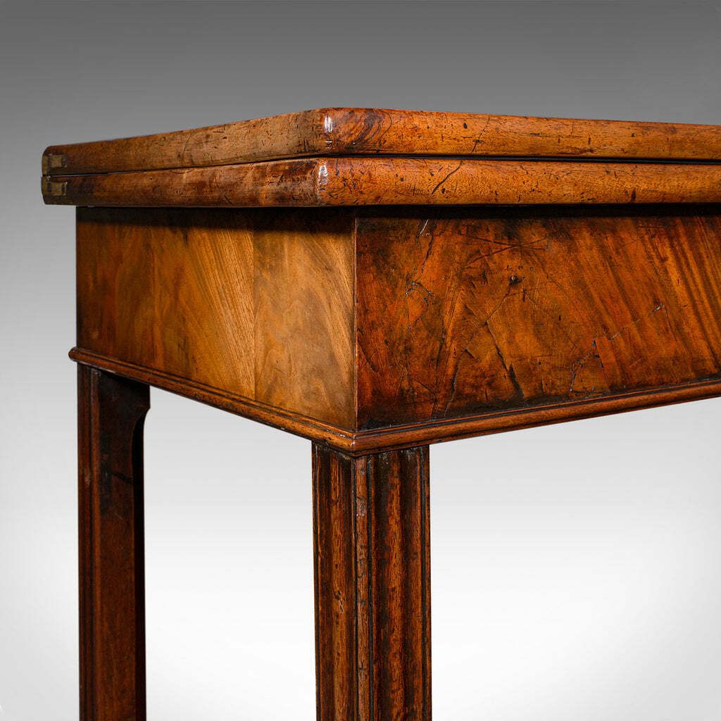 photo for sale Antique Fold Over Tea Table, English, Card, Chippendale Manner, Georgian, C.1750