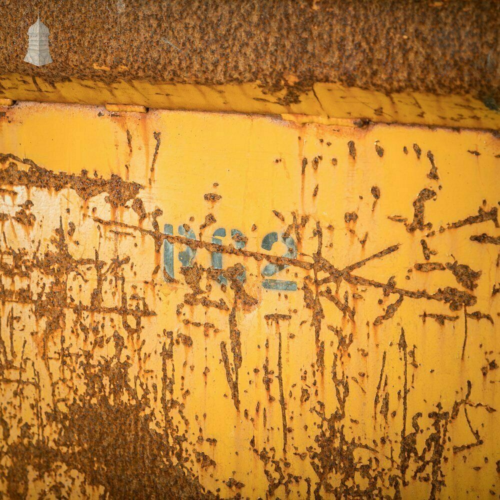 810.0 Wheeled Industrial Cart, Rusty Distressed Yellow Painted Steel, Factory Skip photo