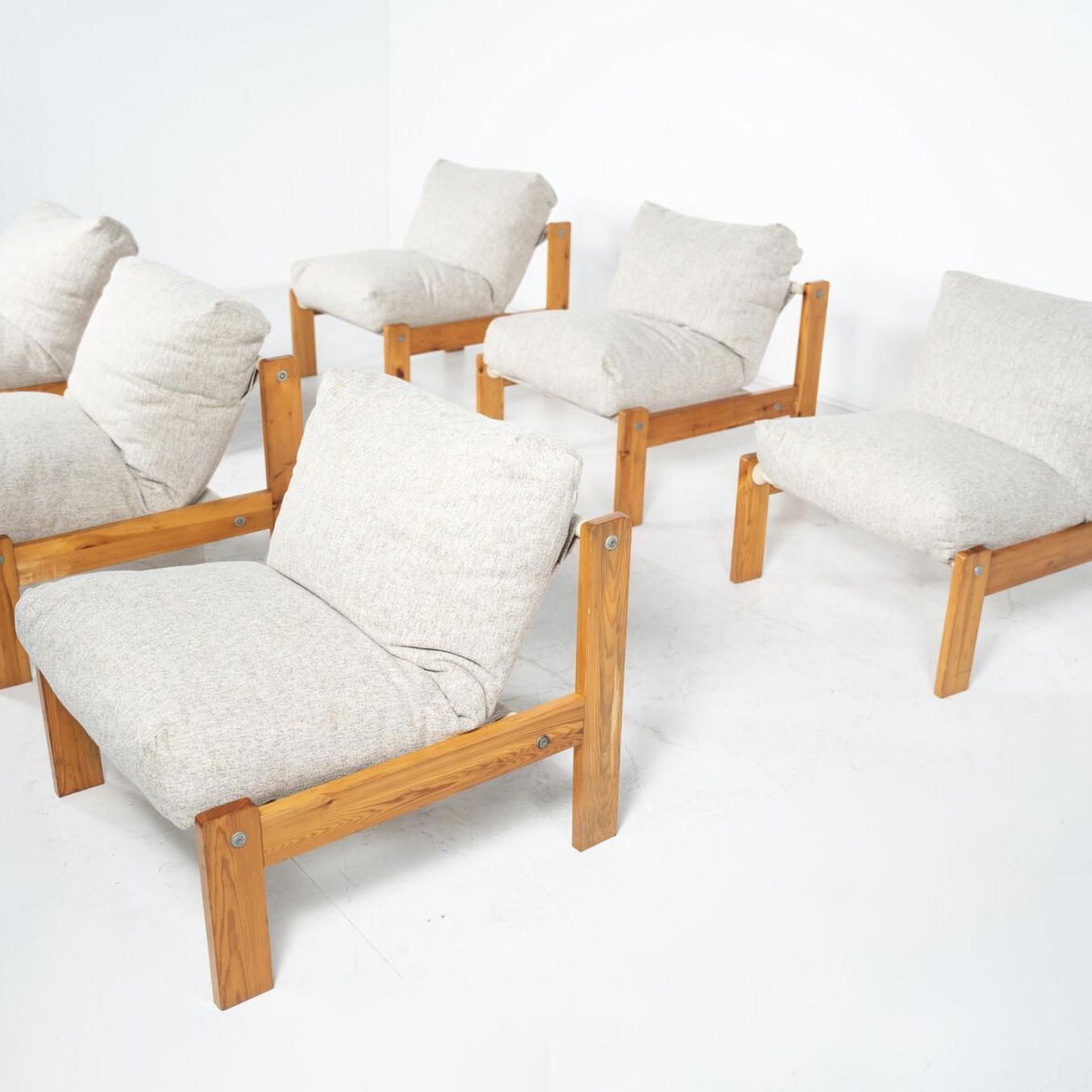 Mid Century Modern Chairs, Italy, 1960s – Pine Wood, New Upholstery photo 1590.0