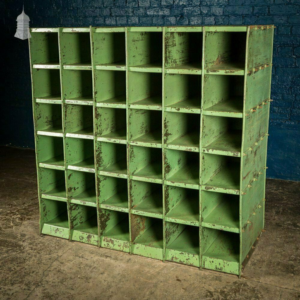 Green Painted Steel Industrial Workshop Pigeonhole Shelf Unit photo for sale