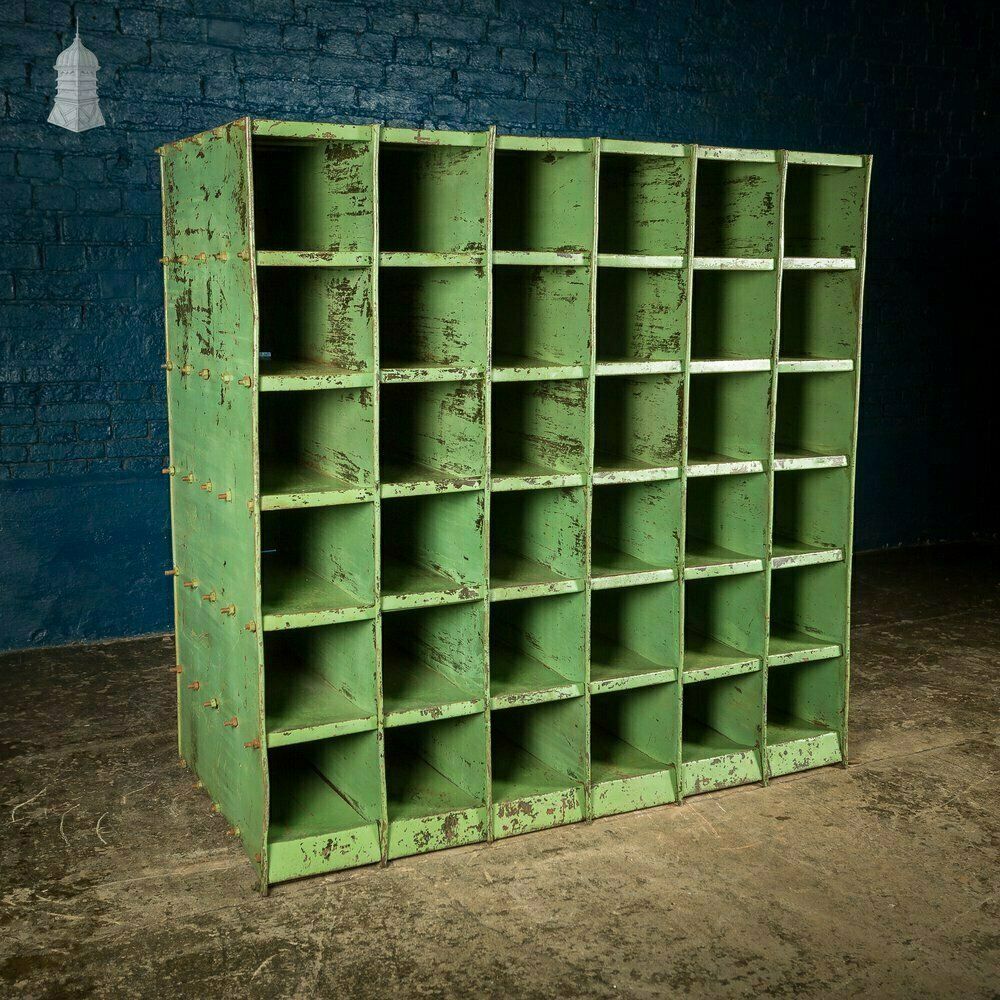 Green Painted Steel Industrial Workshop Pigeonhole Shelf Unit photo Furniture