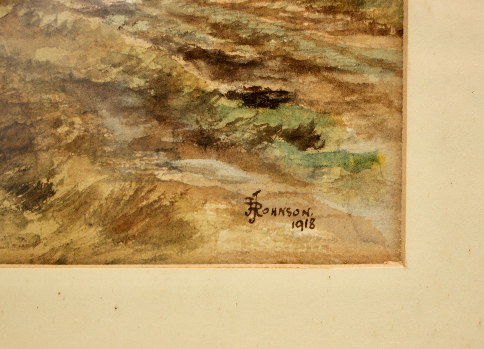 Johnson, J.R. (XX) Original Watercolour, Autumnal Valley Scene, Signed, C1918 photo for sale
