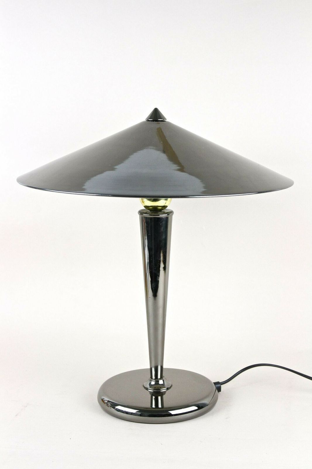 1535.0 Mid Century Modern Grey Chromed Table Lamp With Brass Sphere, Italy Ca. 1970 photo