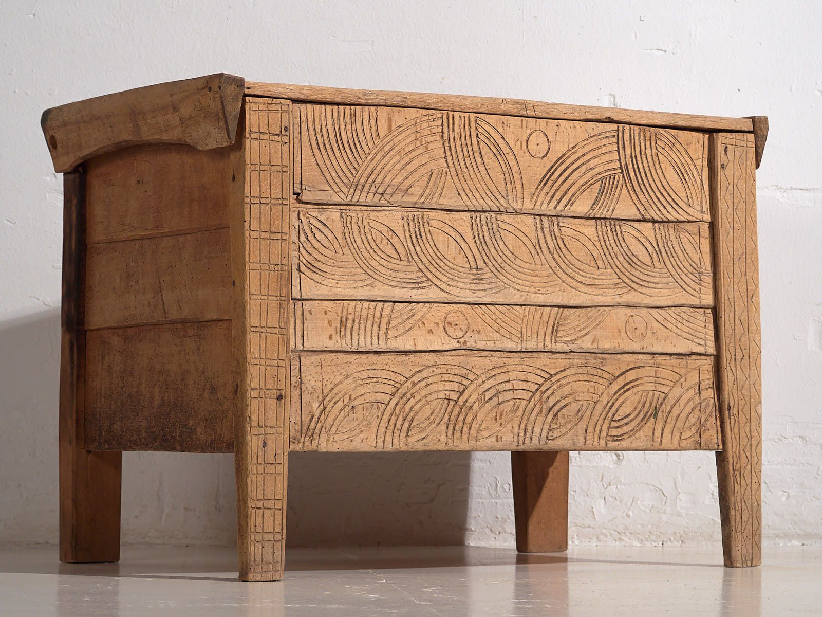 Carved Primitive Style Antique Chest (C.1920) #51 photo furniture