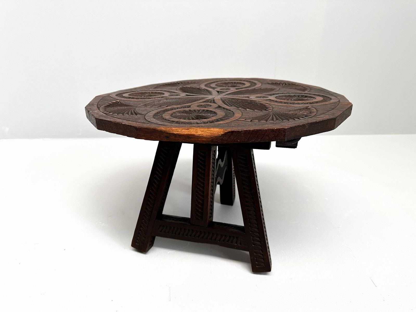 Vintage Tilt Top Carved Low Table | Plant Stand photo buy