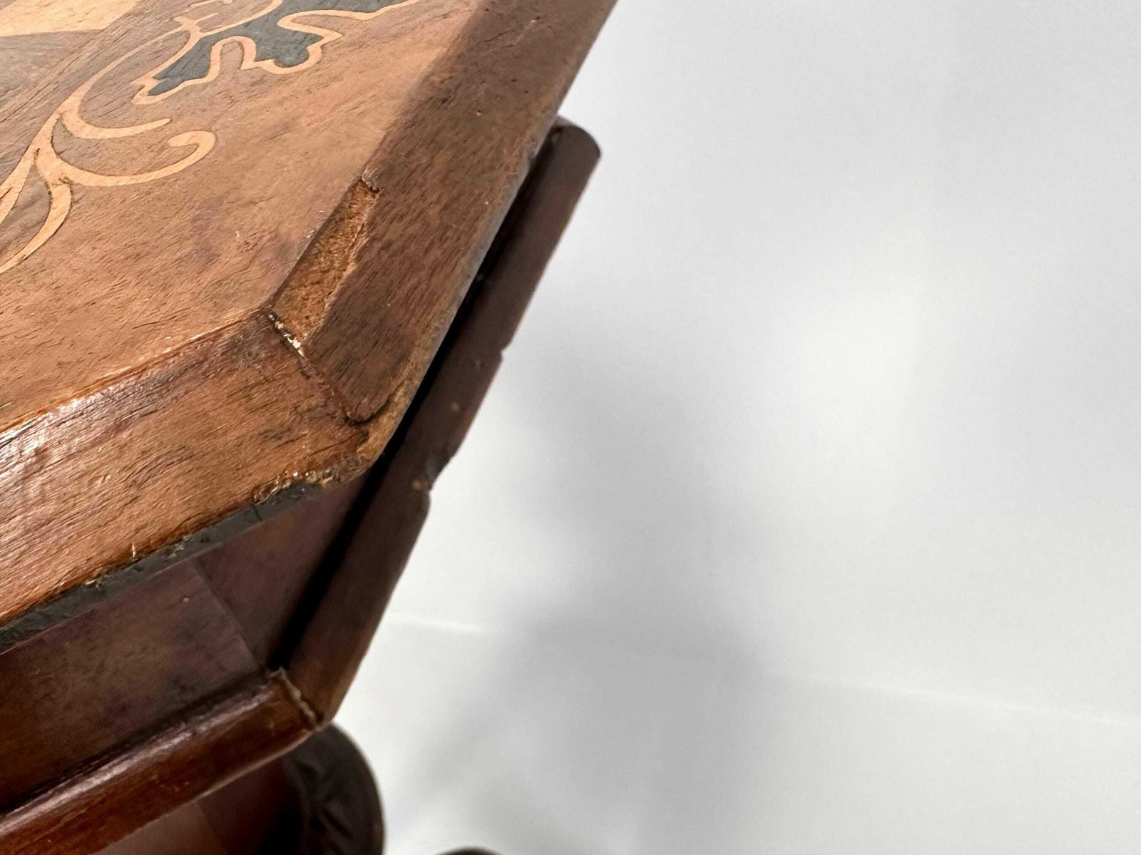 photo furniture Antique Inlaid Chess Table, Trumpet Sewing Table