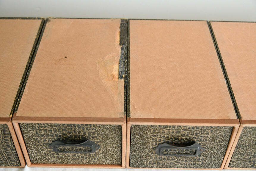 6 Vintage Canto Faux Croc Skin Index Card Filing Drawers photo furniture