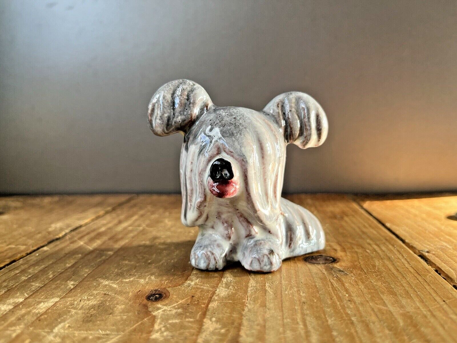Antique Austrian Walter Bosse Pottery Ceramic Skye Terrier Dog Ornament Figurine