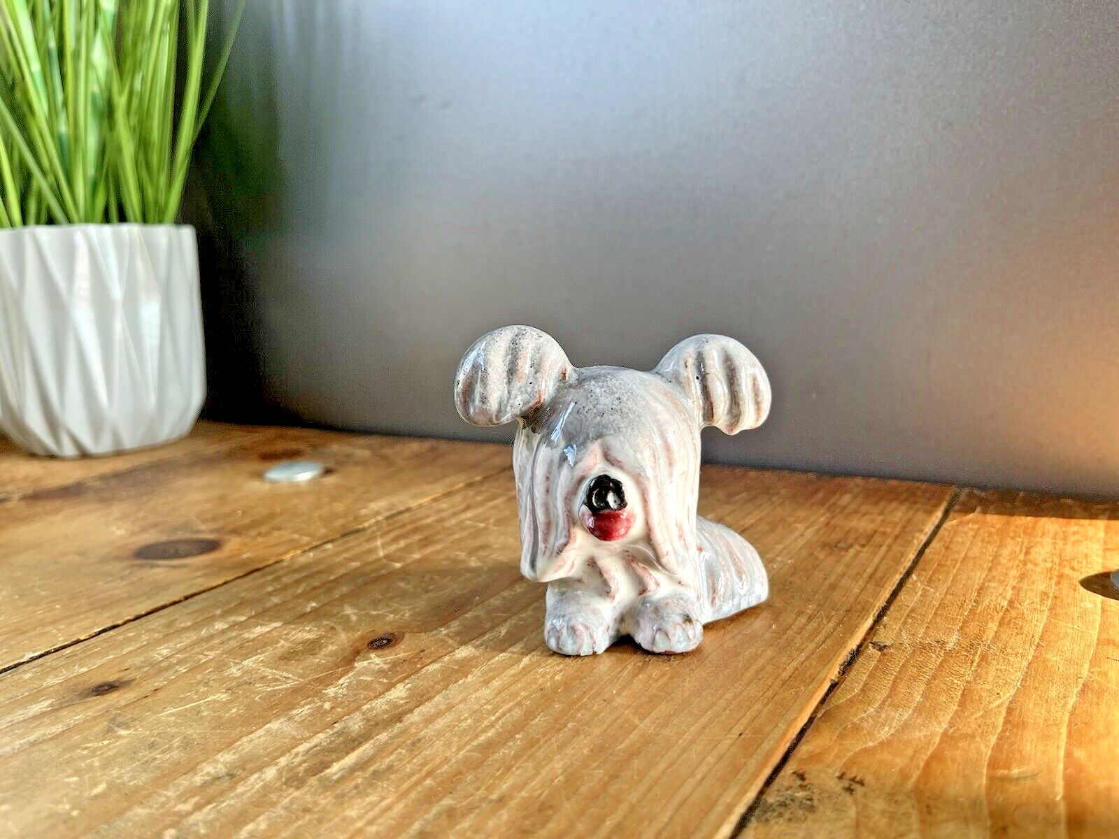 Antique Austrian Walter Bosse Pottery Ceramic Skye Terrier Dog Ornament Figurine photo furniture