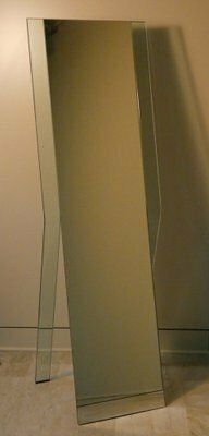 Vertical Mirror In Oblique Curved Glass By Massimo Morozzi For Fiam, 1980s