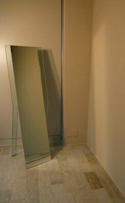 Vertical Mirror In Oblique Curved Glass By Massimo Morozzi For Fiam, 1980s photo furniture