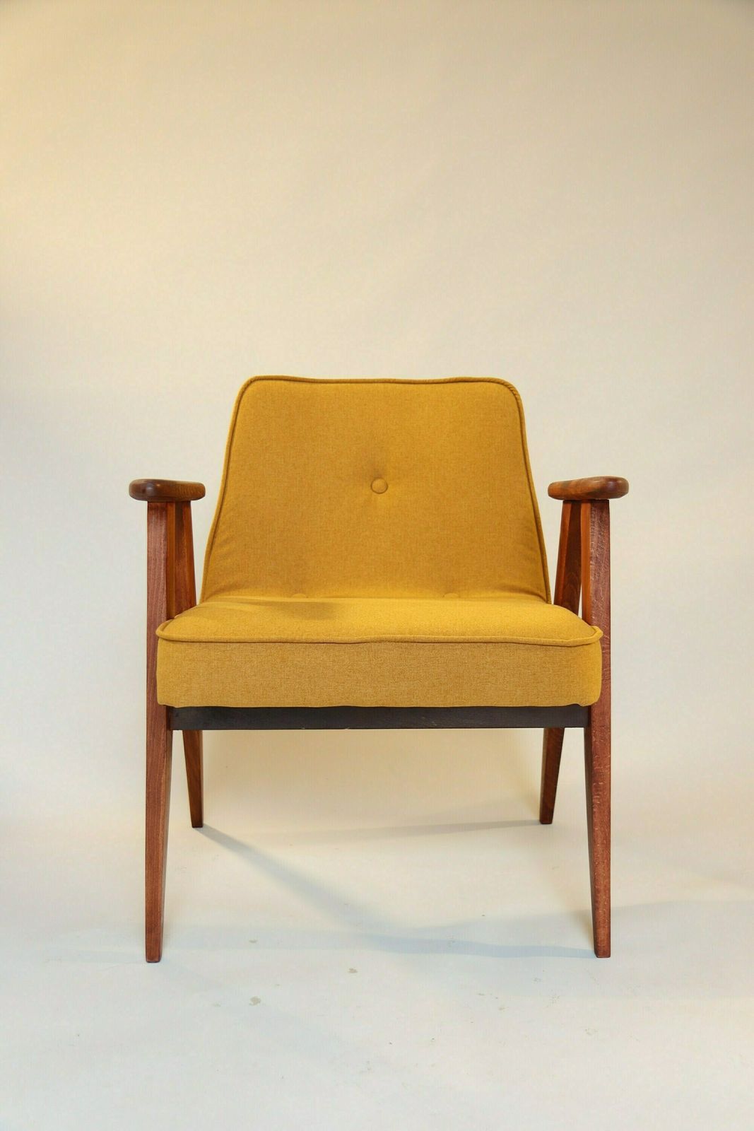 Scandinavian Armchair Oryginal Vintage Mid Century Modern Wooden Chair Design 1962 Yellow Mellow Fabrics Living Room Wood Chair
