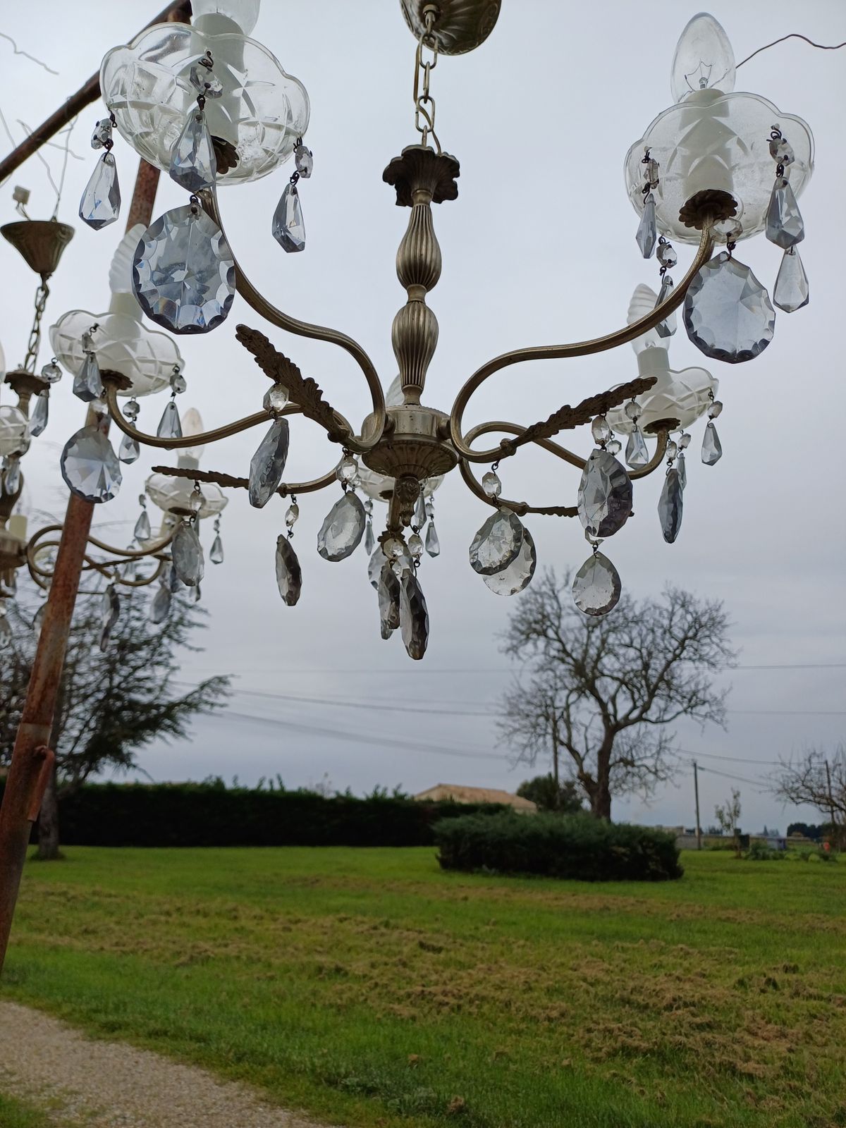 Pair Of Glass And Crystal Pampilles And Bobéches Chandeliers photo Lighting