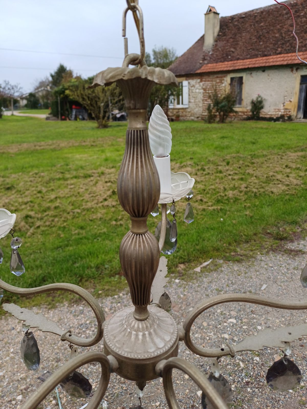 Pair Of Glass And Crystal Pampilles And Bobéches Chandeliers photo vintage