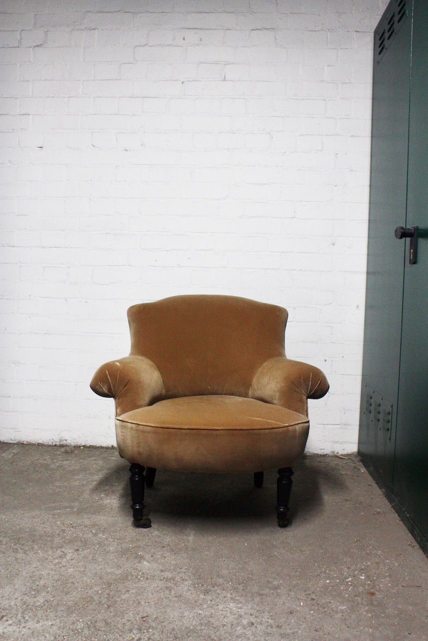An 18th Century Napoleonic Tub Chair In Mink Coloured Velvet photo for sale