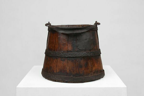 French Handmade Wooden Bucket, 15th Century photo for sale