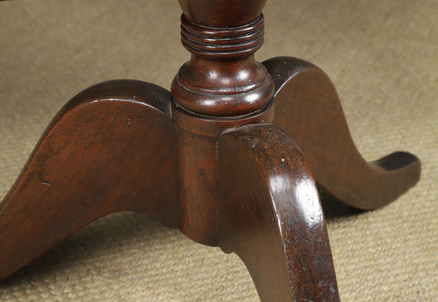photo for sale English Georgian Oak & Yew Wood Rectangular Top Occasional Wine Supper Tripod Table (Circa 1760)