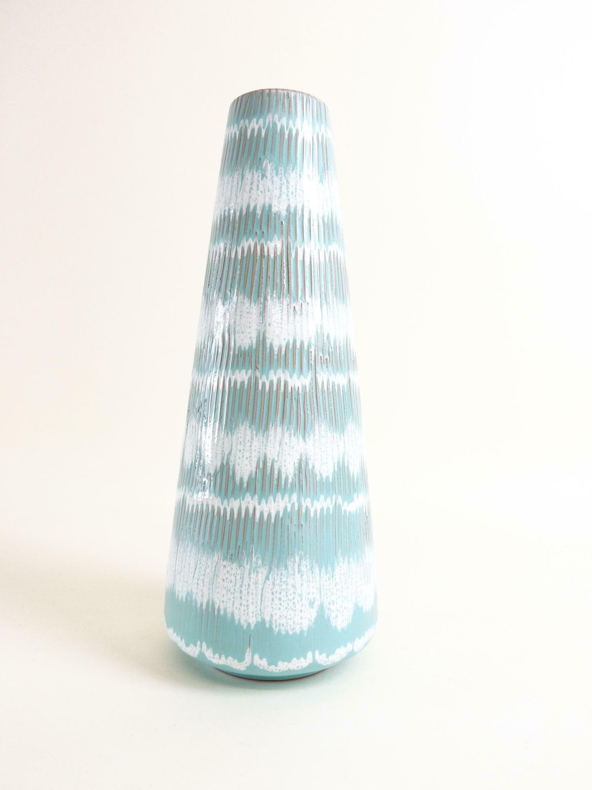 photo furniture Waechtersbach Ceramic Vase   West German Ceramic Vase   Mint Textured Cone Vase   29 Cm Tall