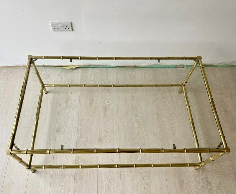 Vintage French Faux Bamboo Brass Coffee Table photo Furniture