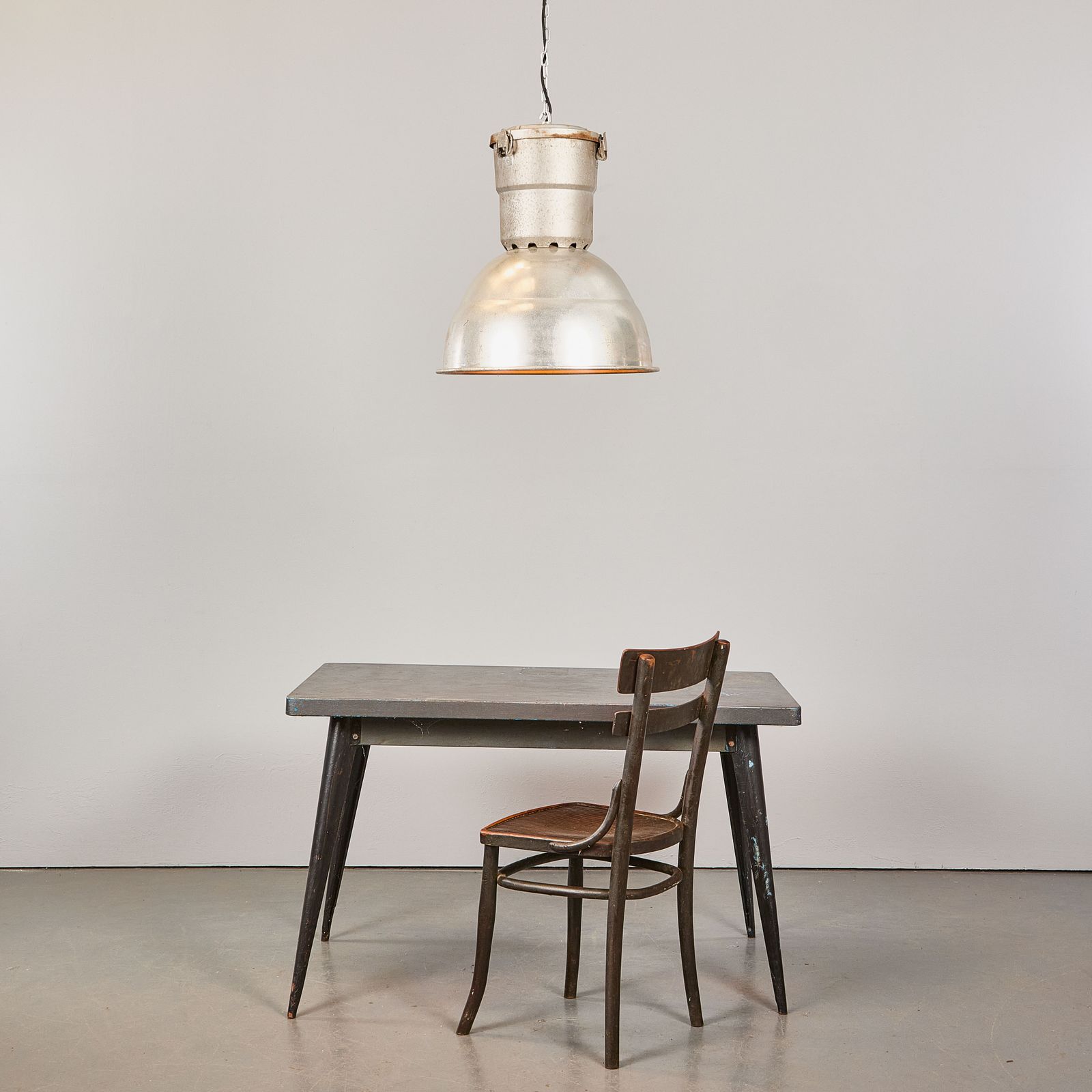 330.0 1960’s Large Industrial Spun Aluminium French Ceiling Pendant Lamps/Light Shades photo
