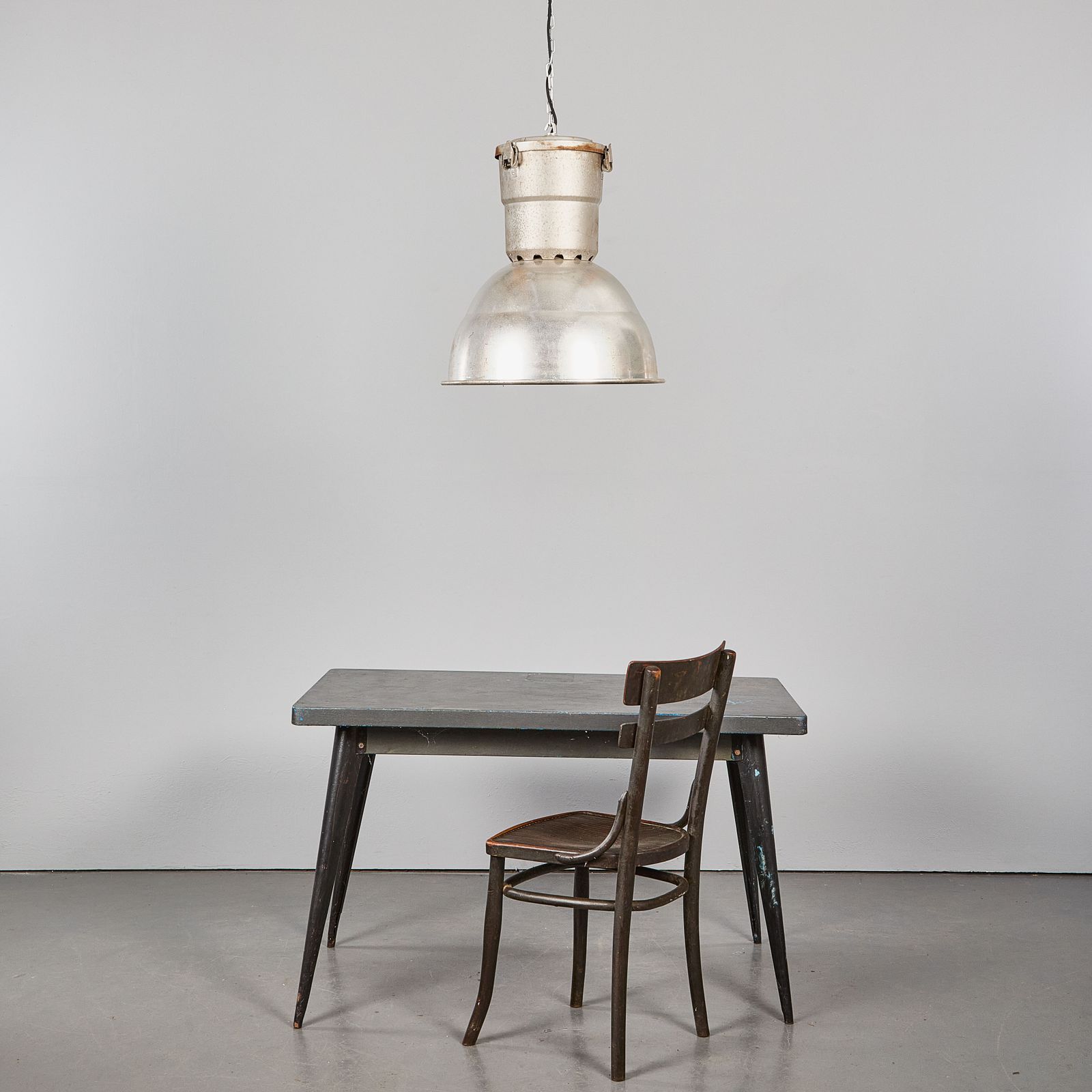 photo buy 1960’s Large Industrial Spun Aluminium French Ceiling Pendant Lamps/Light Shades