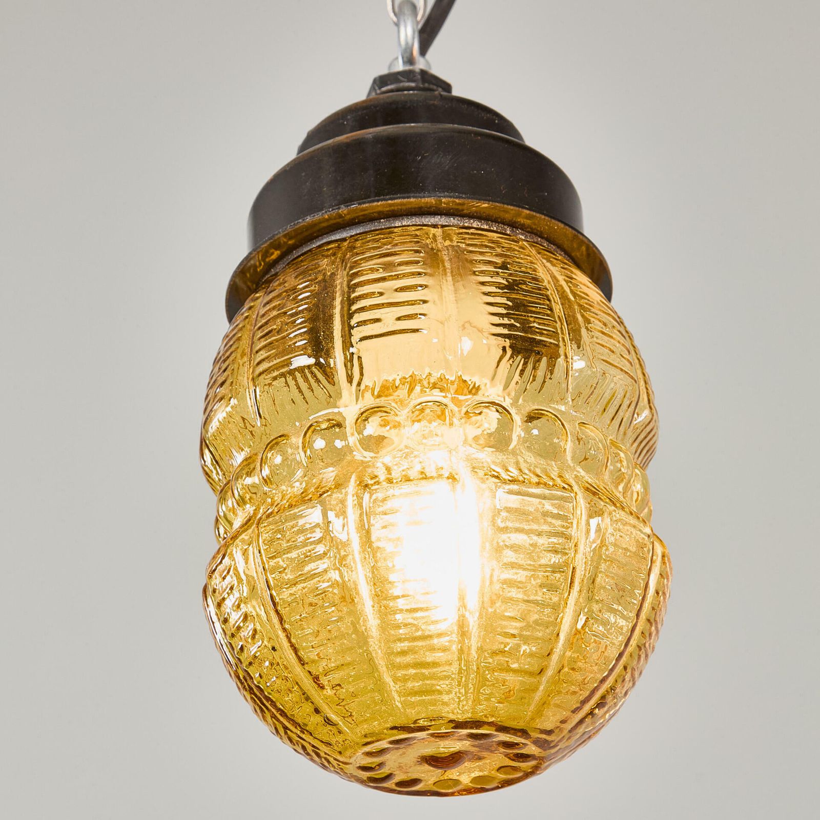 1950's New Old Stock Amber Barrel Pendant Lamps   Unique Pair photo 330.0