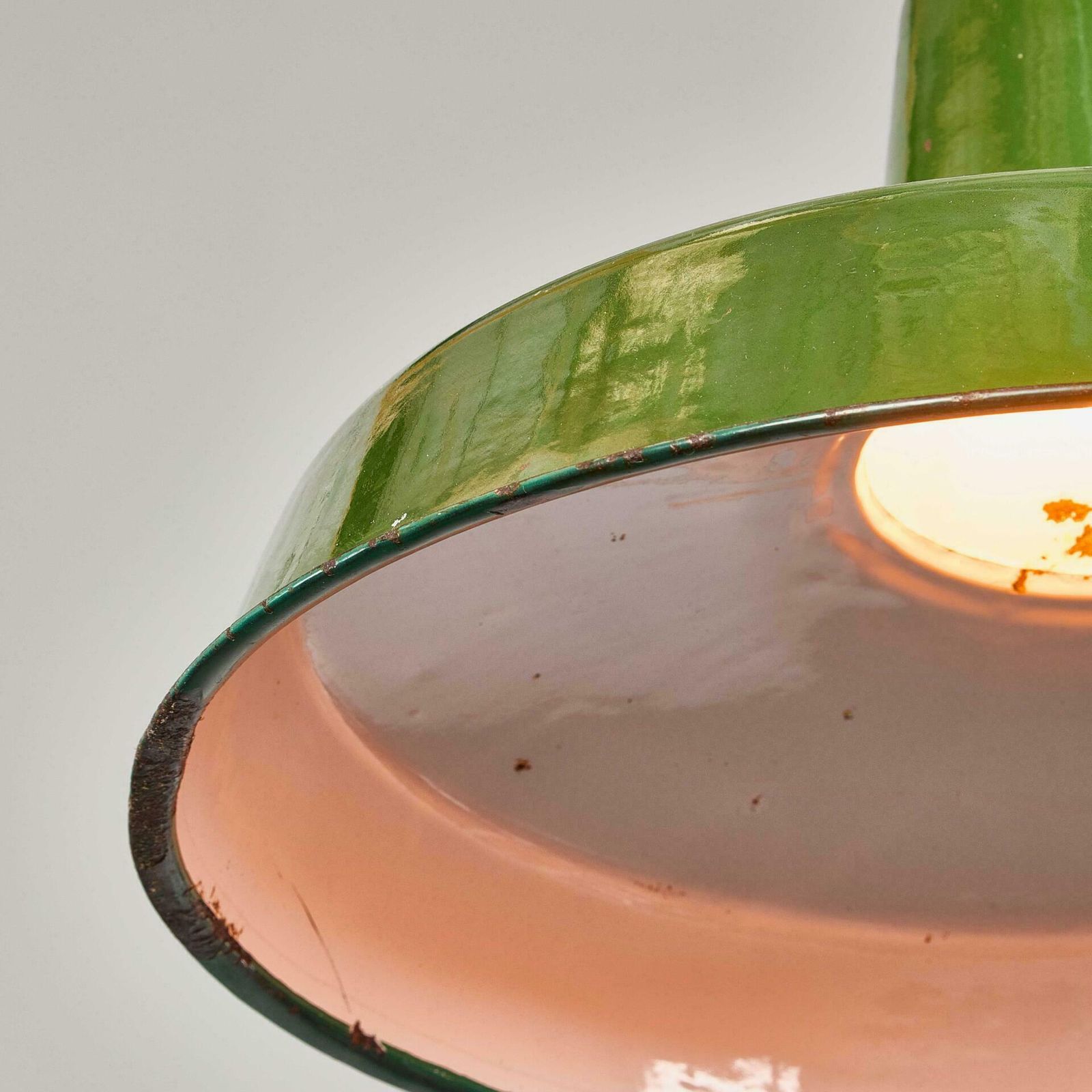 1960's Industrial Green Enamel Pendant Lamps photo Lighting