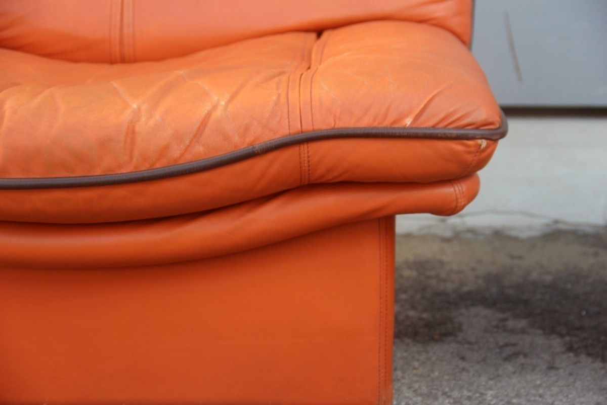 Living Room Seat Italian Design 1980s Leather Particular Form Lev&Lev Production Mod. Gabbiano photo vintage