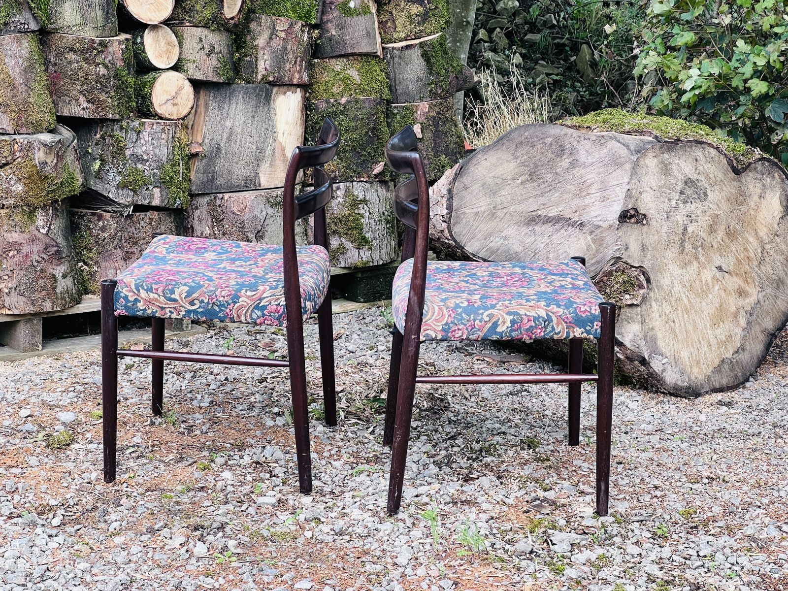 A Set Of Four Mid Century Chairs In Dark Wood photo furniture