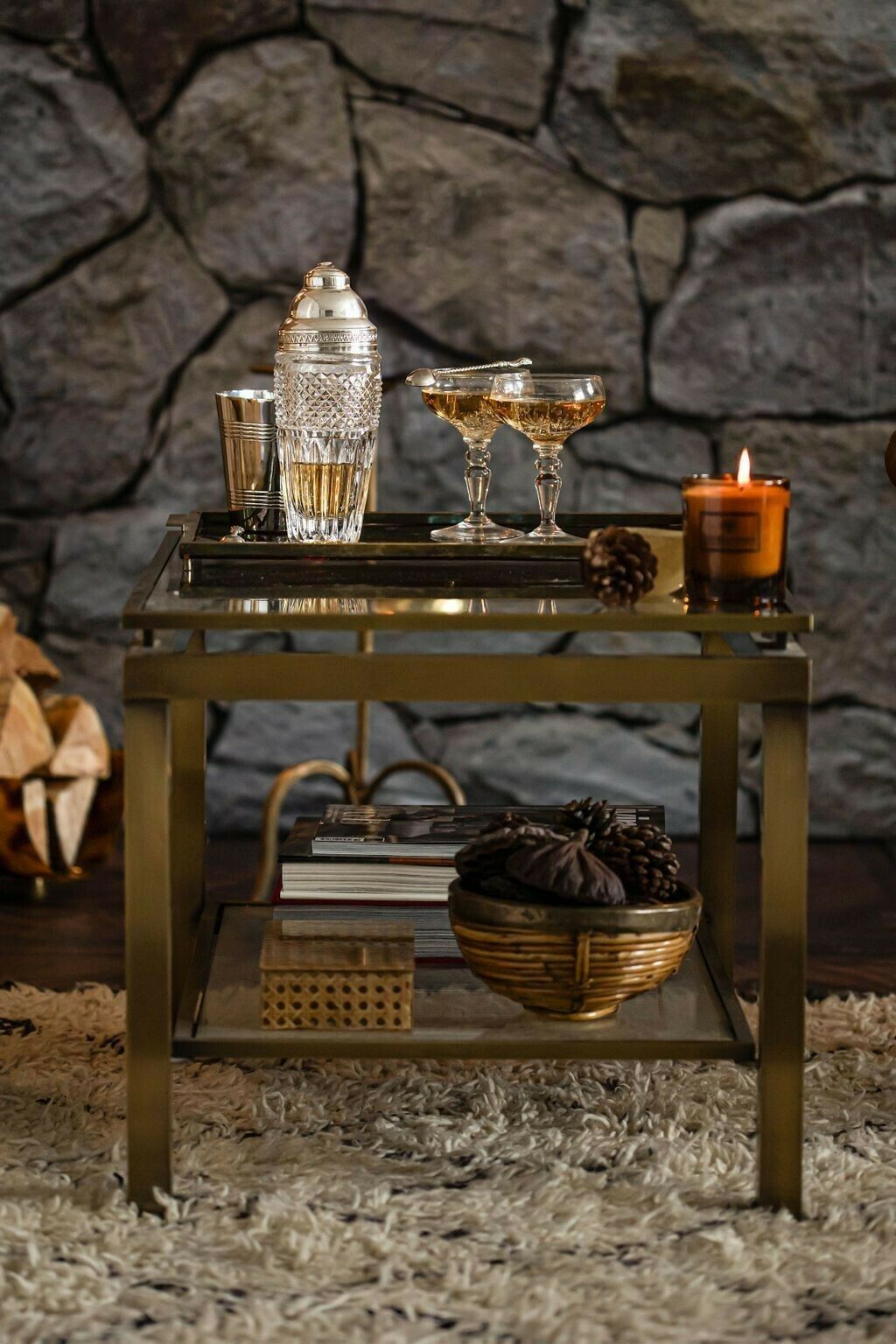 photo furniture An Italian 1970s Woven Bamboo And Brass Bowl In The Style Of Gabriella Crespi