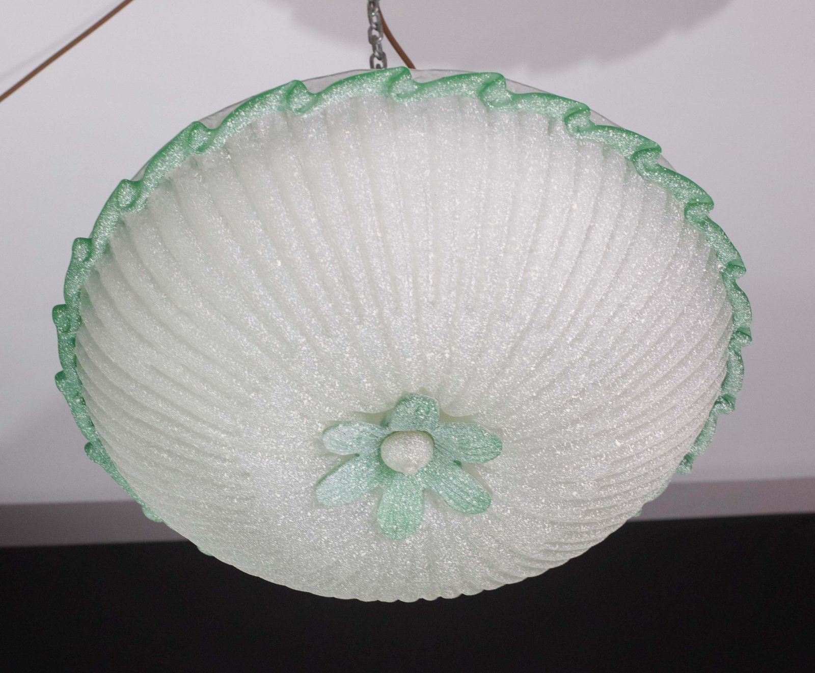 Elegant Large Size Italian Green And Murano Glass Ceiling Flower photo furniture