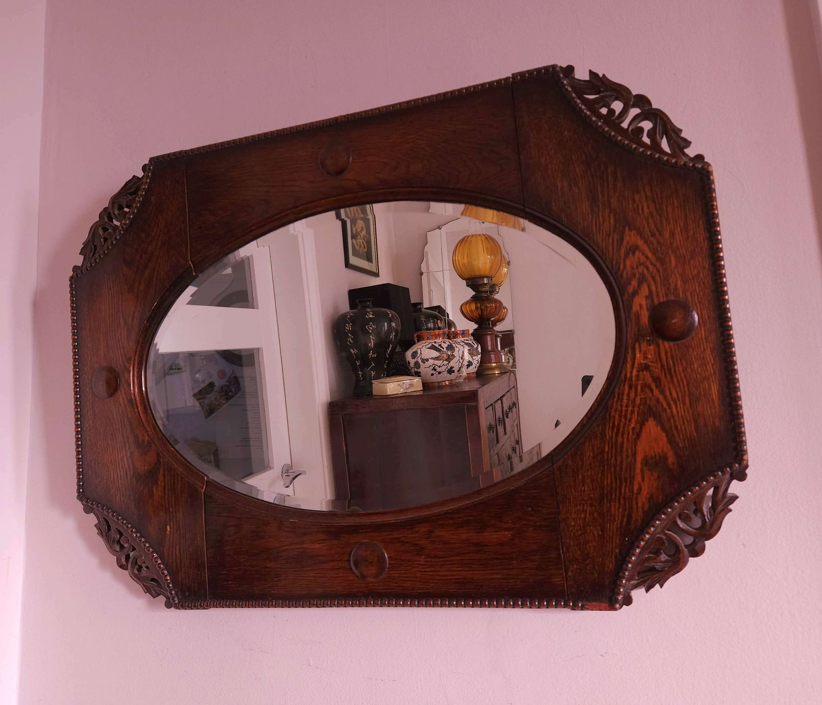 Outstanding, Large, Antique Arts & Crafts, Bevelled Mirror Dating From 1890's photo for sale