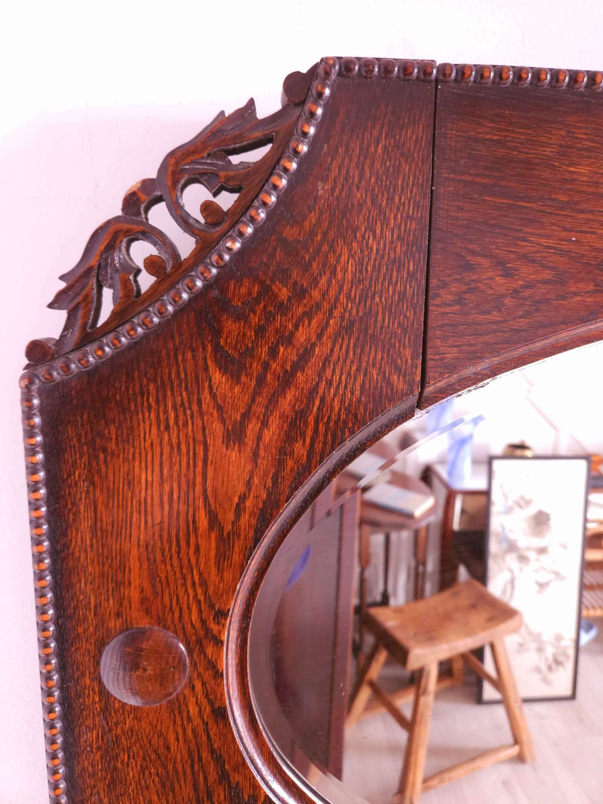 Outstanding, Large, Antique Arts & Crafts, Bevelled Mirror Dating From 1890's photo buy