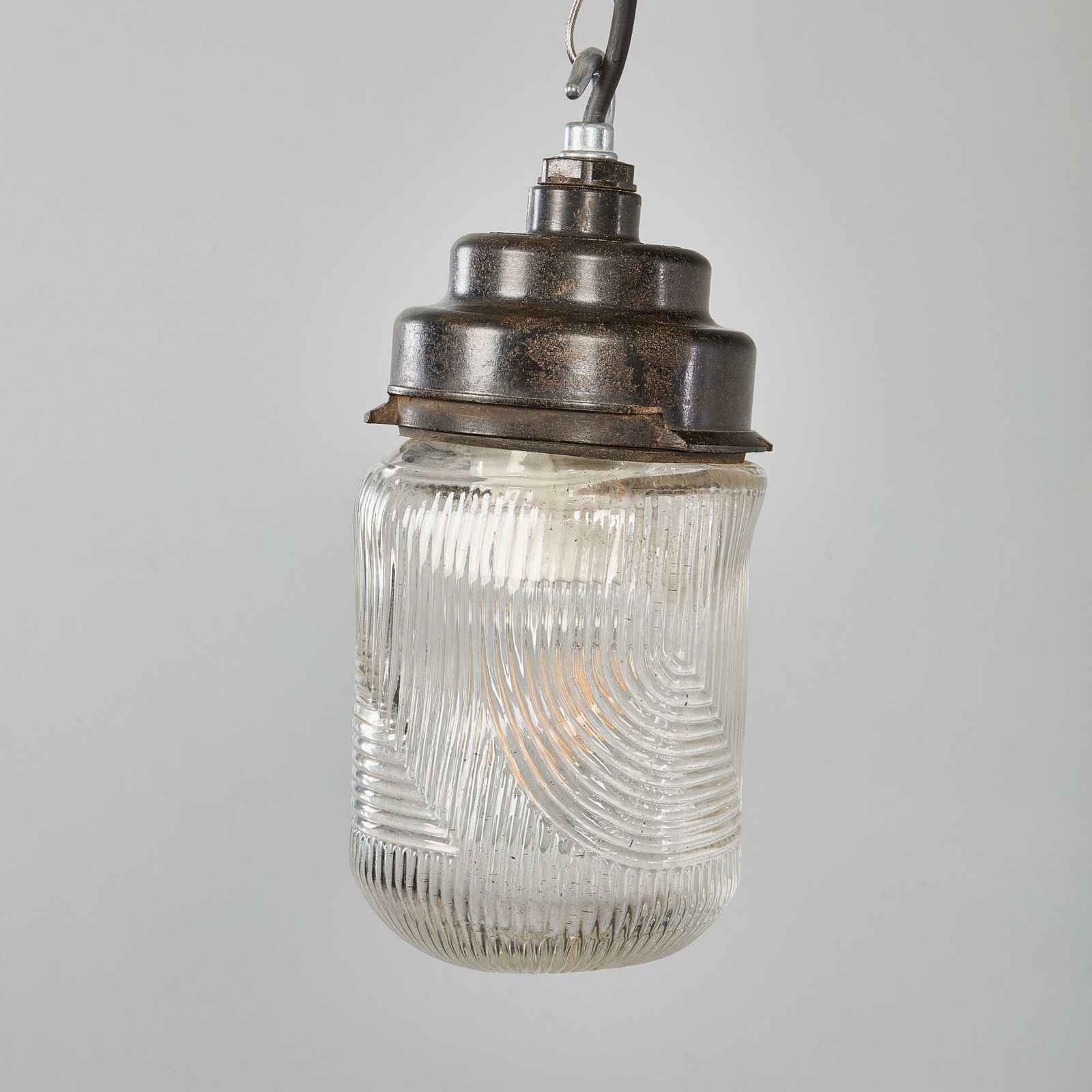 1950’s New Old Stock Striped Mottled Cylinder Pendant Lamps – Single Lamp photo furniture