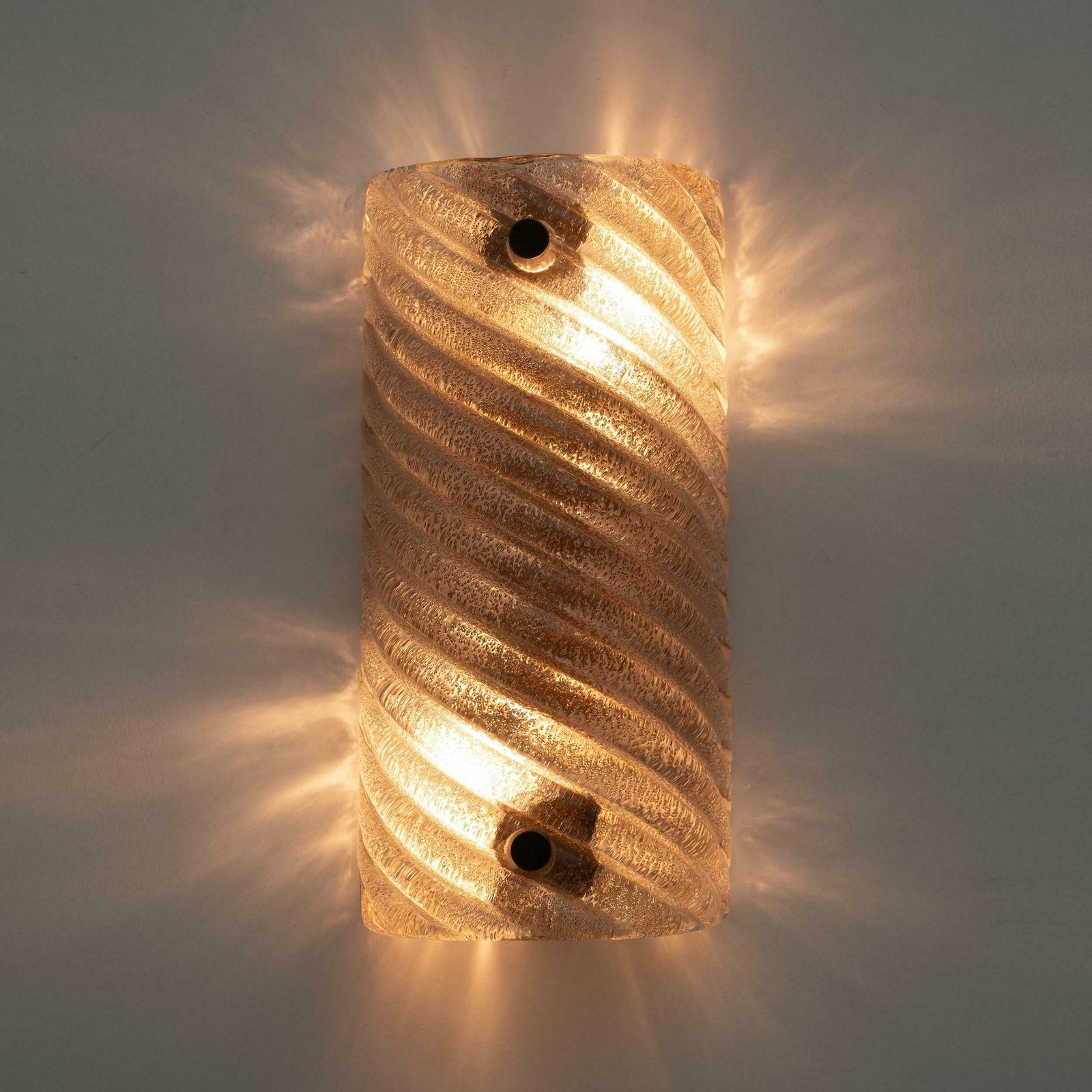 Pair Of Barovier & Toso Style Modern Murano Glass Smoked Twisted Sconces / Cm H25 photo Lighting