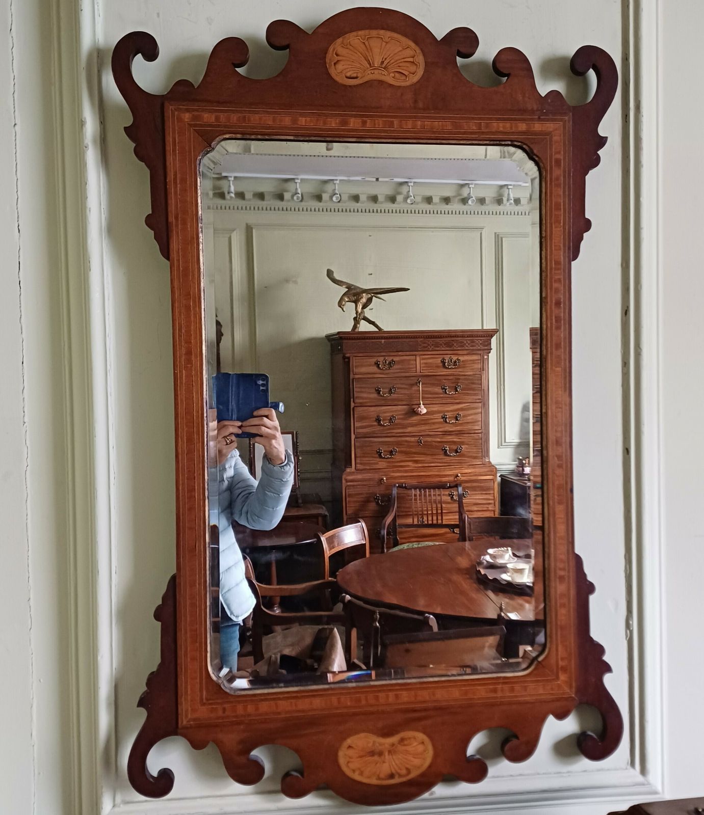 Mahogany Inlaid Fret Wall Mirror Edwardian photo furniture