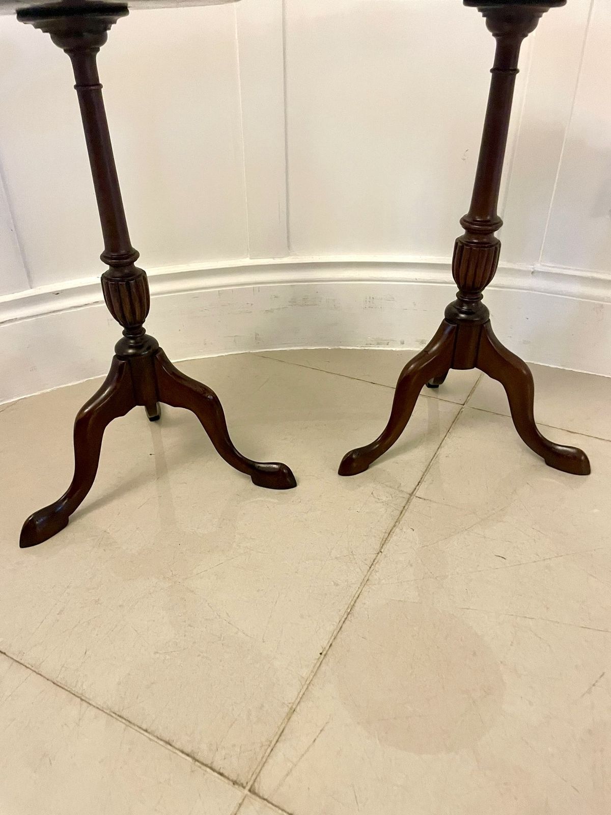 Near Pair Of Antique Early 20th Century Quality Mahogany Inlaid Side Tables photo vinterior