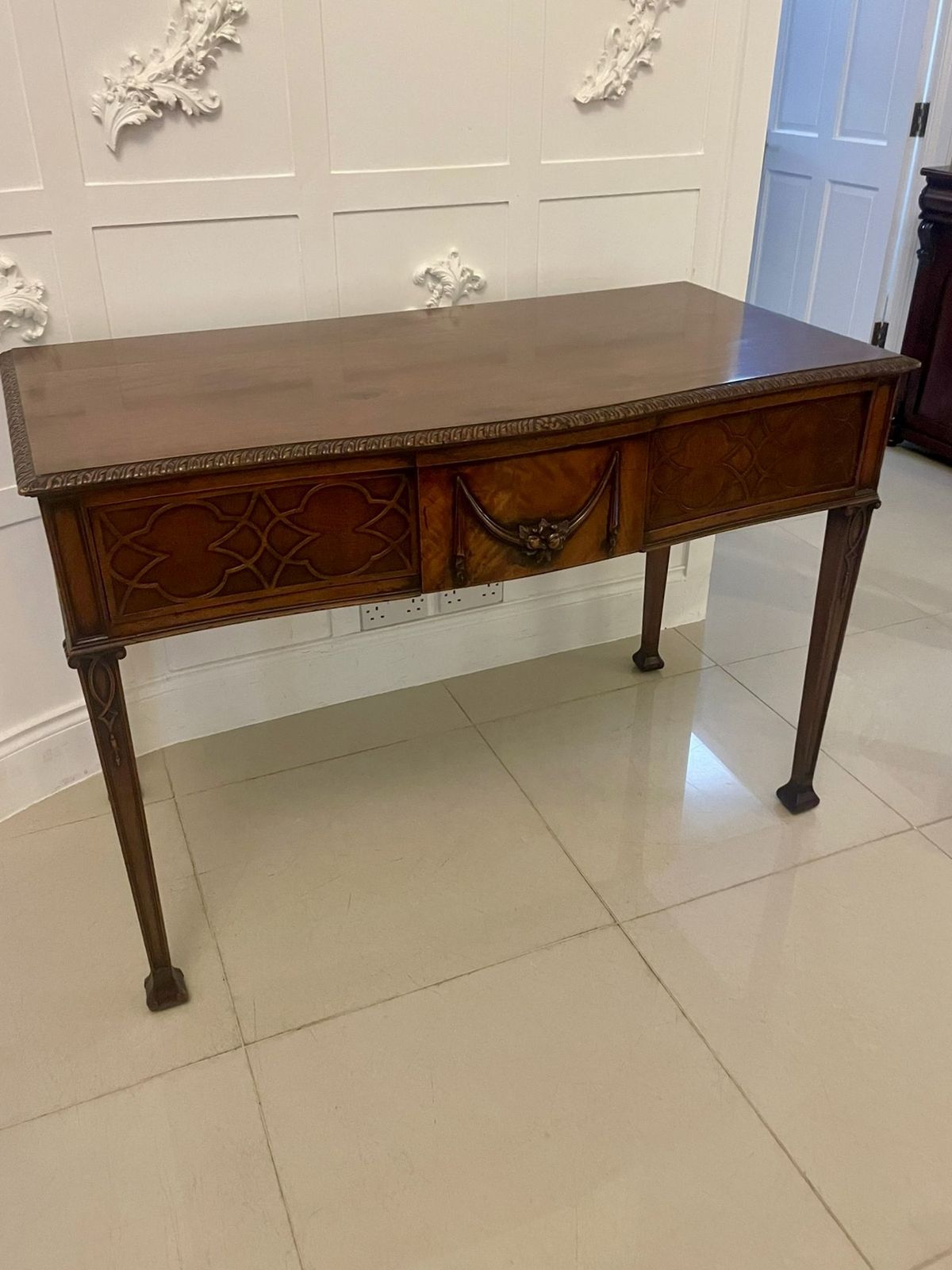 Antique 19th Century Quality Carved Figured Mahogany Serving Table photo buy