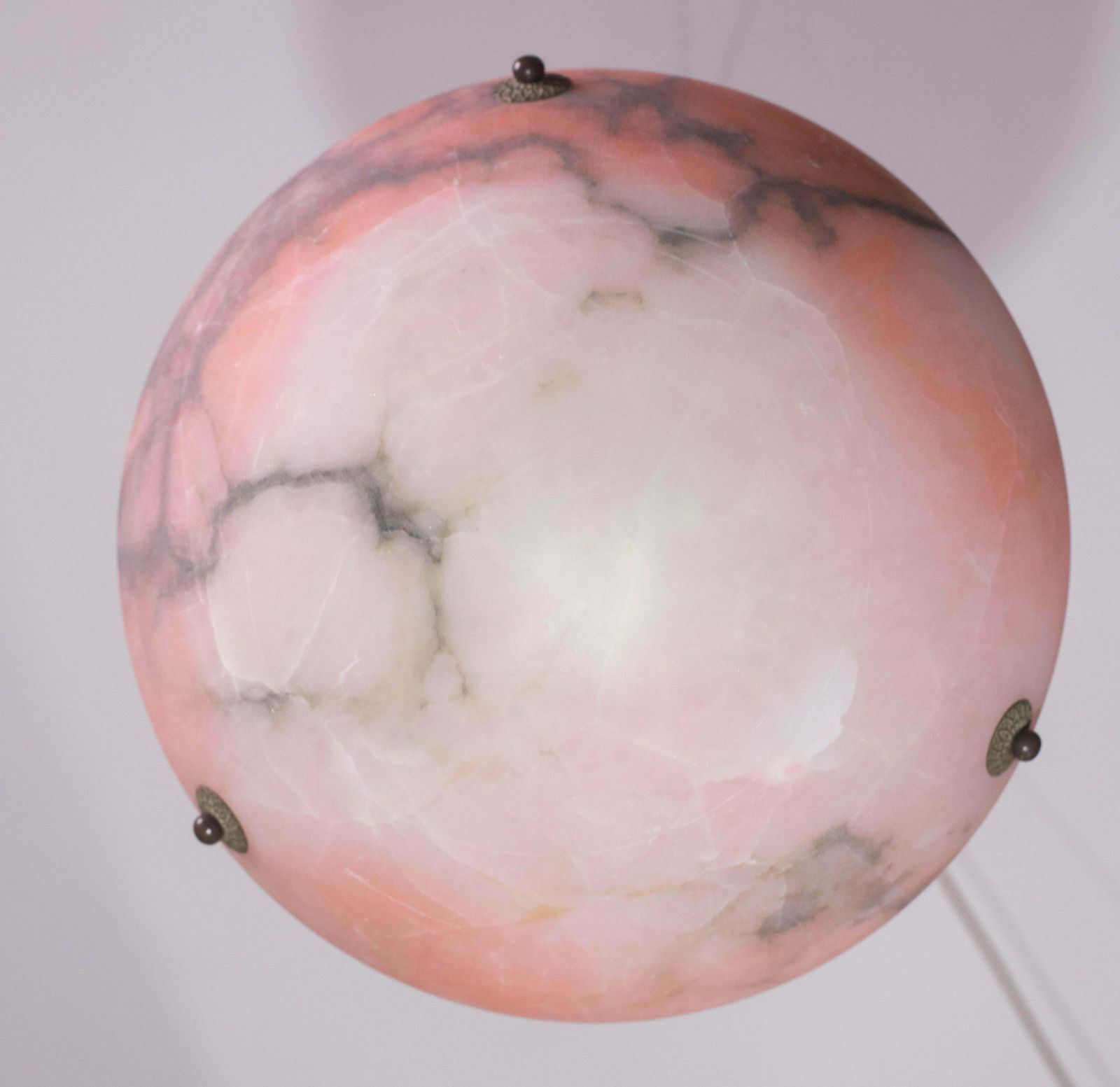 Art Decò Red And Pink  Alabaster Chandelier, 1920 photo Lighting