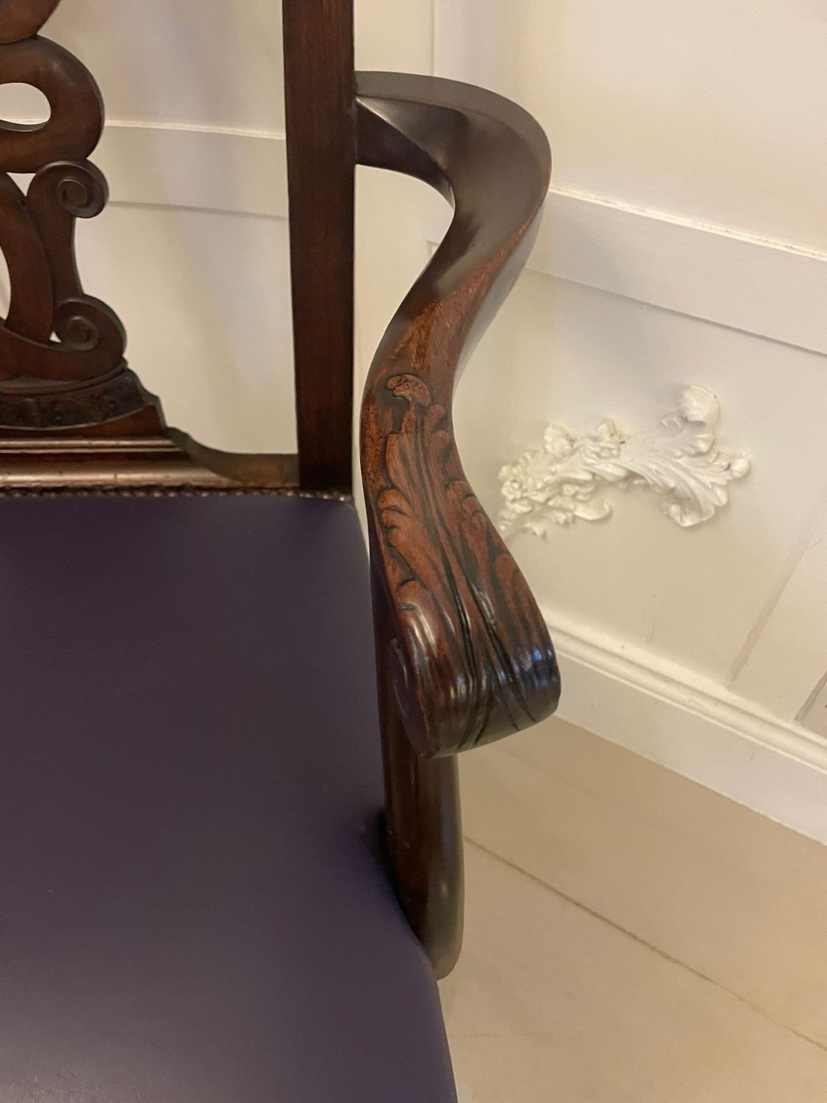 Outstanding Quality Set Of 8 Antique 19th Century Carved Mahogany Dining Chairs photo 6995.0