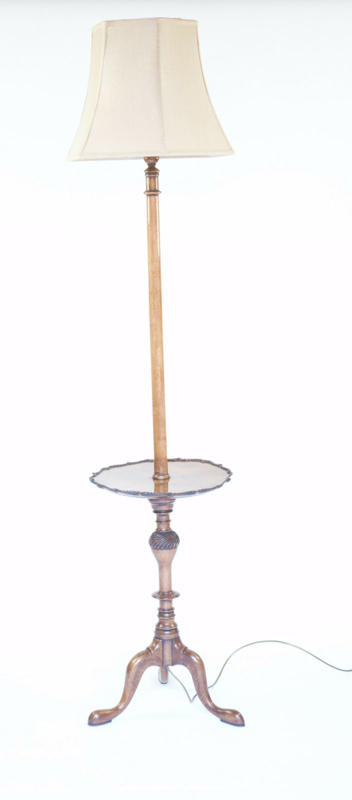 Walnut & Carved Standard Lamp Circa 1930s
