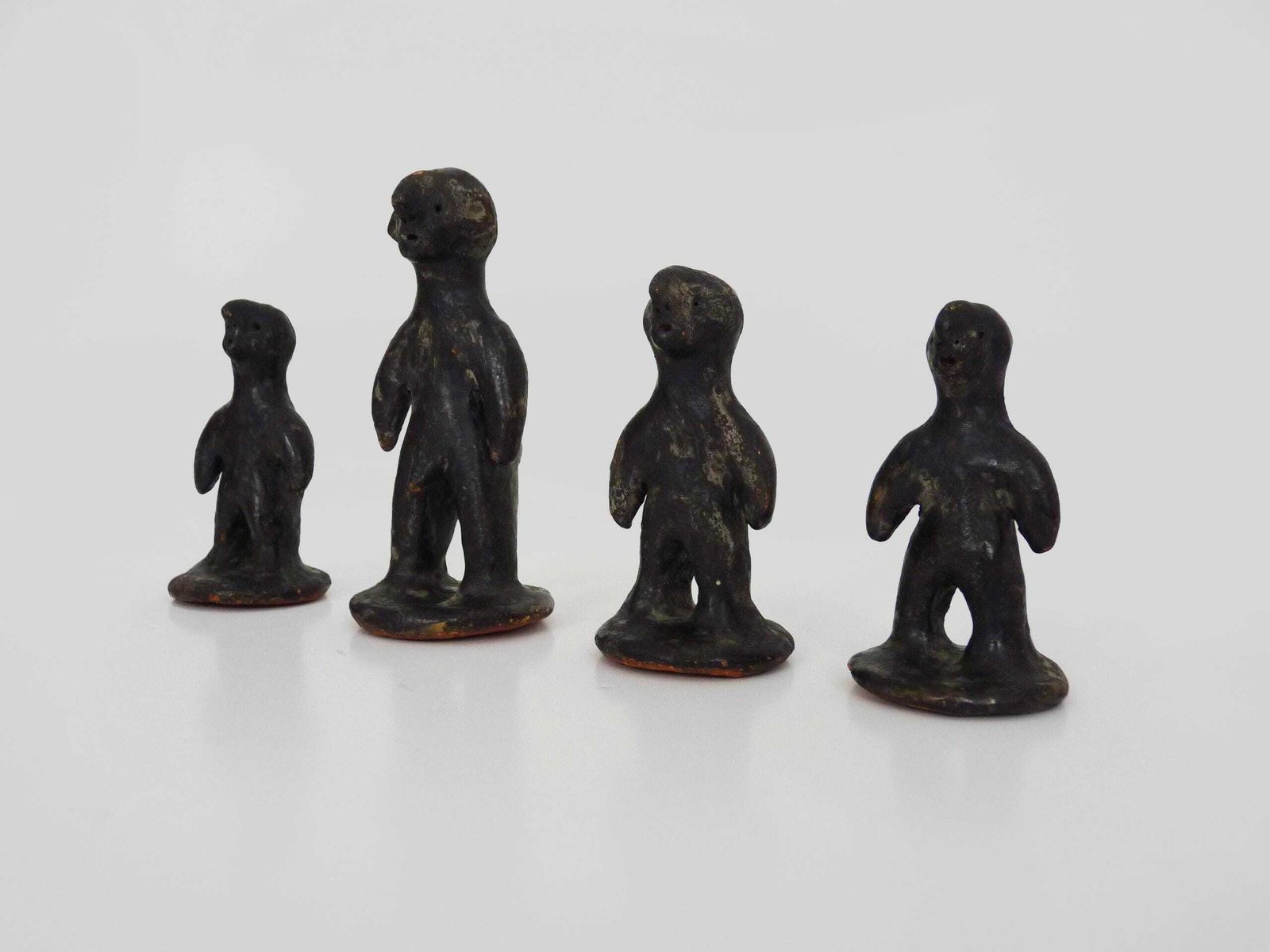 Set Of 4 Brutalist African Style Terracotta Sculptures. 60s photo furniture
