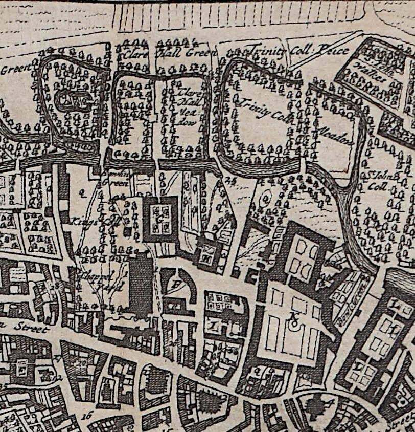 Pieter Van Der Aa, Map Of Cambridge, Engraving Pieter Van Der Aa After David Loggan 1727 photo for sale