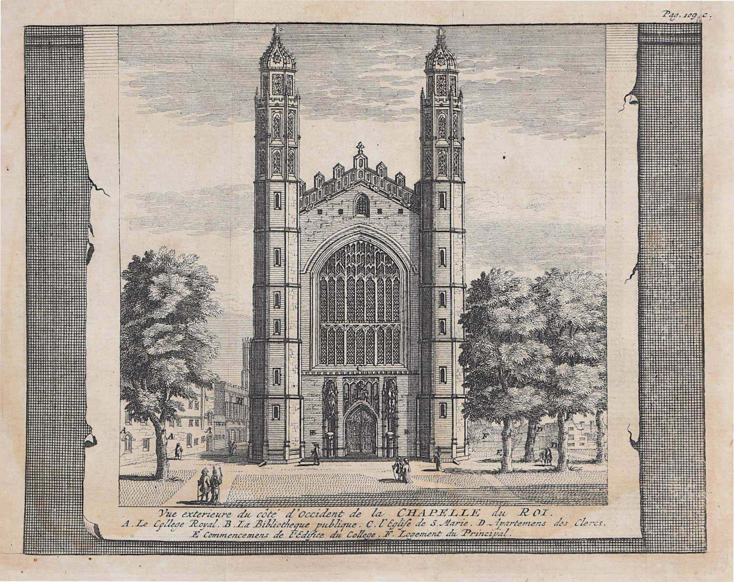 Pieter Van Der Aa, King's College, Cambridge Engraving Pieter Van Der Aa After David Loggan, 1727, III