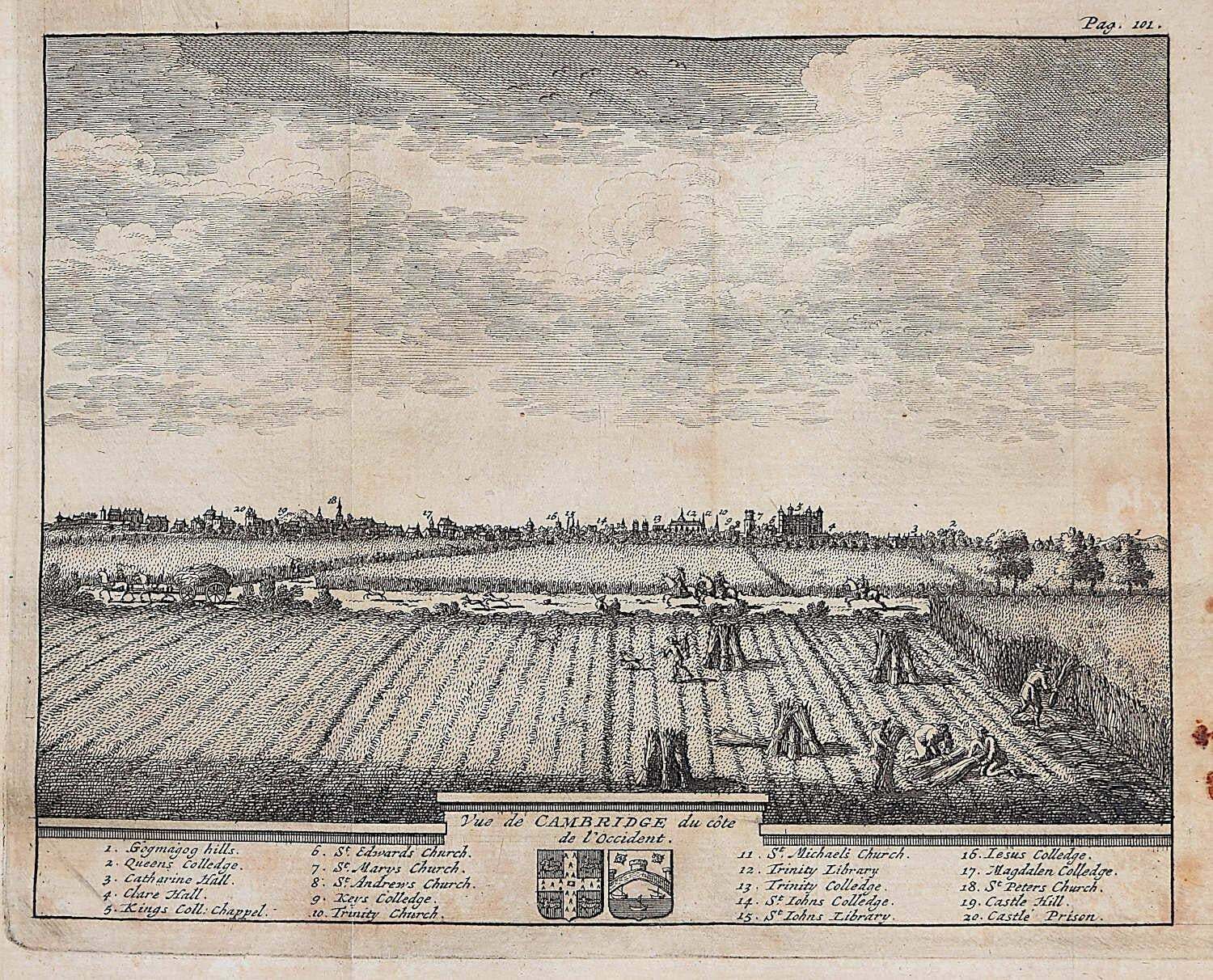 Pieter Van Der Aa, View Of Cambridge, Engraving Pieter Van Der Aa After David Loggan 1727