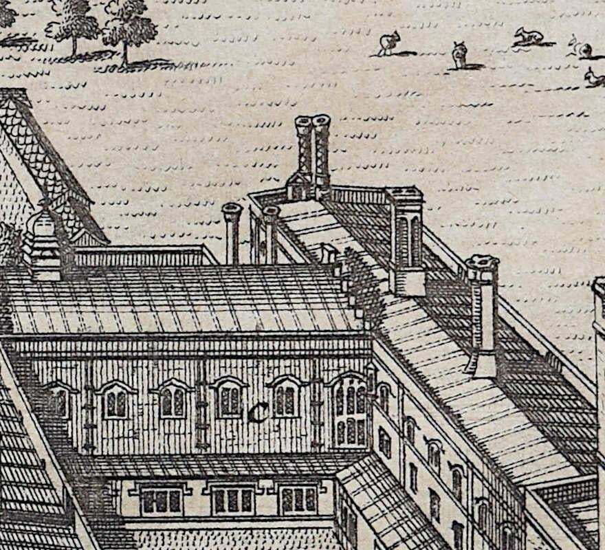 Pieter Van Der Aa, Jesus College, Cambridge Engraving Pieter Van Der Aa After David Loggan 1727 photo Art