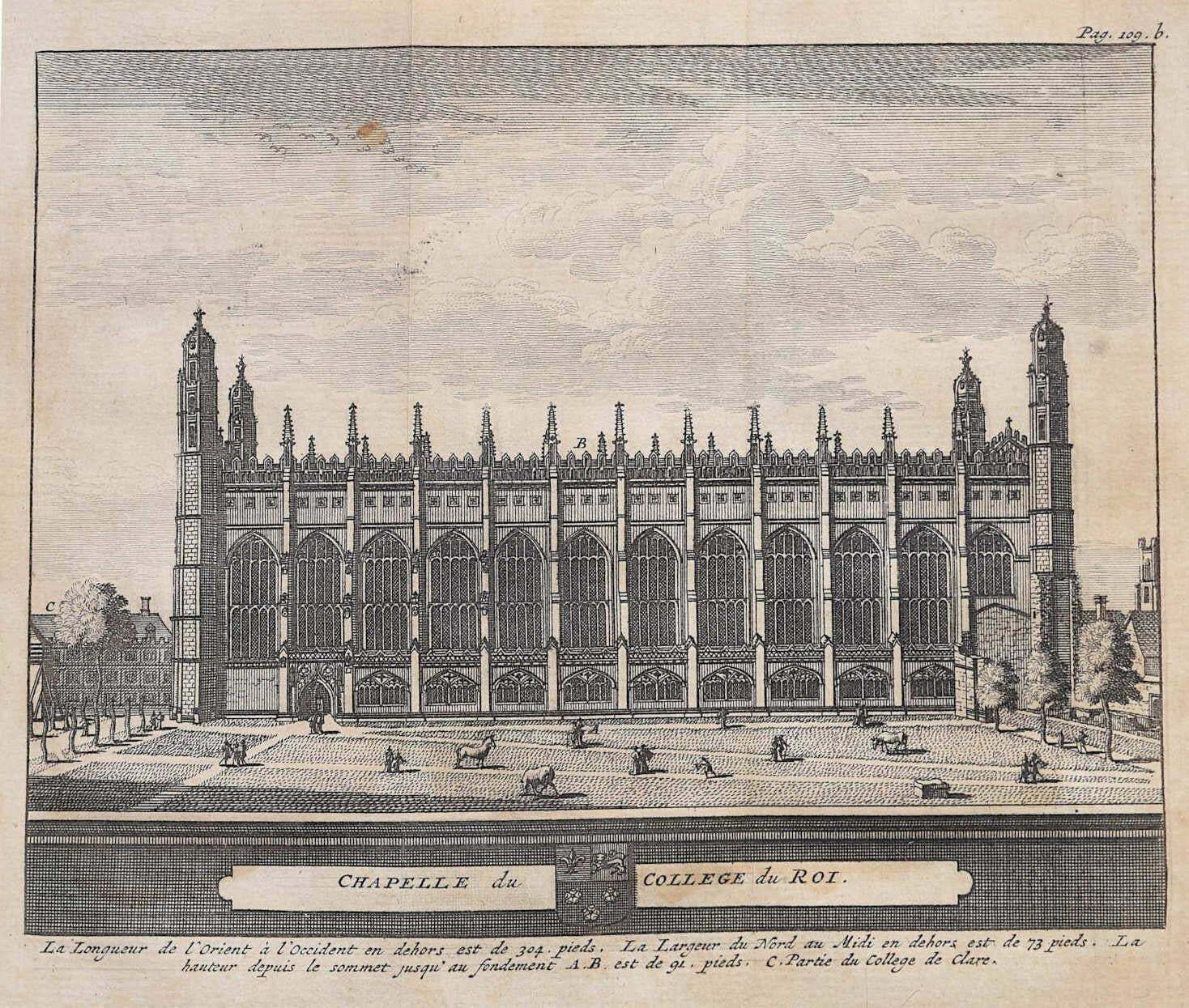 Pieter Van Der Aa, King's College, Cambridge Engraving Pieter Van Der Aa After David Loggan, 1727, I